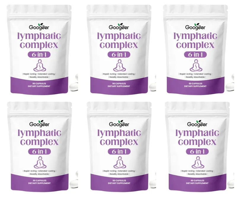 Googeer Lymphatic Complex 6-in-1 כמוסות עם זרימת לימפה ותמיכה בניקוז מגנזיום אבץ מינרלים 90 כמוסות