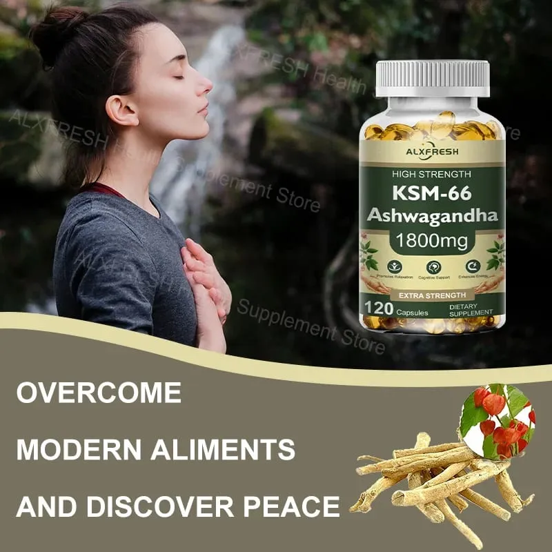 Capsule di Ashwagandha per alleviare lo stress Concentrarsi sull'energia cerebrale Supporto per la salute del sonno — image 6