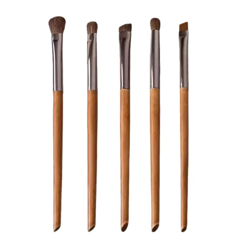 5-teiliges Pferdehaar-Lidschatten-Make-up-Pinsel-Set mit Tasche, Augenbrauen-Lidschatten-Mischpinsel, Make-up-Pinsel, Tierhaar-Make-up-Tools