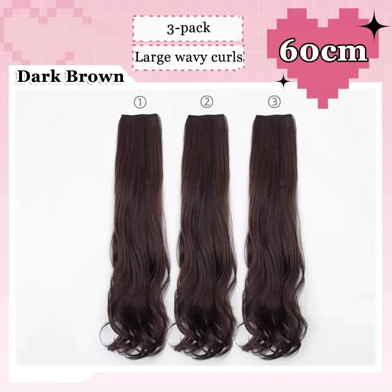 3 Teile/satz 6Clips Haar Verlängerung Schwarz Lange Große Wellenförmige Locken Natürliche Haar Haarteil Hitzebeständige Faser Für Frauen Frisur — image 17