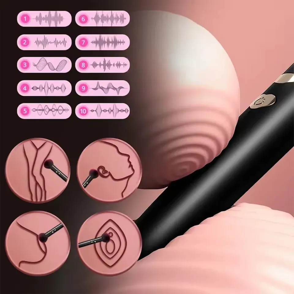 Pinceau de maquillage vibrateur pour femmes, puissant stimulateur clitoridien de mamelon vibrant, baguette AV à 7 vitesses, jouets sexuels pour Couples adultes de 18 ans et plus — image 5