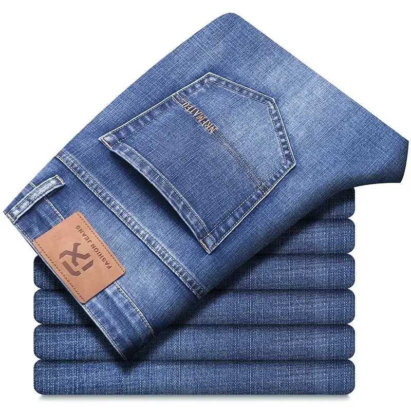 New Spring Summer Plus Size 40 42 44 Men Straight Loose Jeans Business Fashion Denim Stretch Pants Male Brand Trousers — image 11