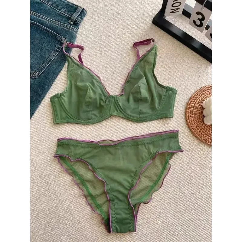 Set di reggiseno a coppa piena da donna di nuovo arrivo Set di biancheria intima comfort quotidiano ultra sottile minimizzatore supporto sexy anti-cedimento laterale sottile ABCD — image 1
