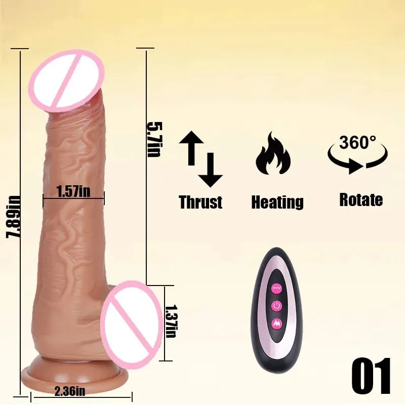 Đâm Đen Thực Tế Dương Vật Dương Vật Giả Nam Dick Kính Thiên Văn Xoay Làm Nóng Điểm G Âm Vật Hậu Môn Kích Thích Máy Rung Đồ Chơi Tình Dục — image 10