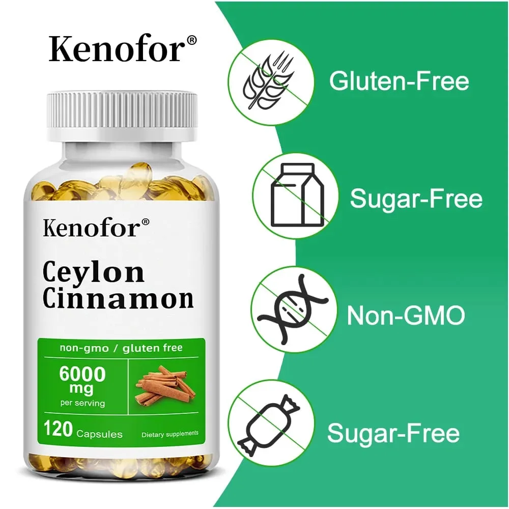 Integratore di cannella di Ceylon 6000mg - Supporto energetico e per la salute del cuore Antiossidante Non OGM e senza glutine - 30/60/120 Capsule — image 6