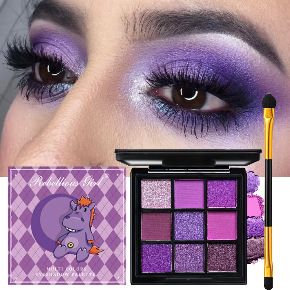 Paleta de sombras de ojos multicolor de 9 rejillas, brillo mate nacarado, sombra de ojos brillante de larga duración, paleta de maquillaje de ojos para mujer, cosmética — image 2