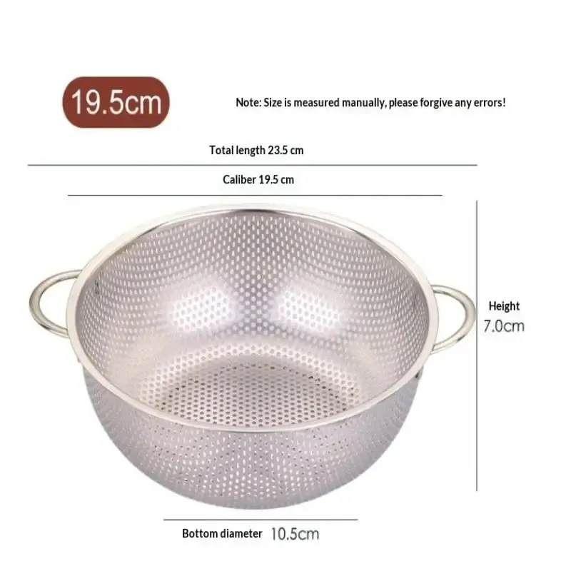 ♥ Foro da cucina in acciaio inossidabile Setaccio a rete densa Colino Setaccio Cestini per lavare frutta/verdura/riso — image 11