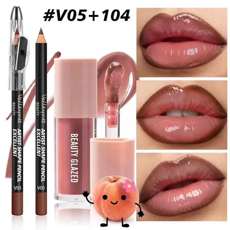 2 τεμάχια/Σετ Precision Lip Kit Duo -Creamy Liner με ενσωματωμένο ακονιστήρι & ενυδατικό υγρό κραγιόν - Σετ μακιγιάζ με καθορισμένο περίγραμμα — image 2