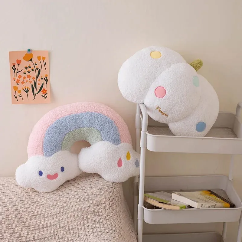 Soft Plush Rainbow Smile Pink Heart Pumpkin Throw Pillow Stuffed Hug Cushion Unicorn Plush Toy Massage Pillow for Girl Bedroom — image 7