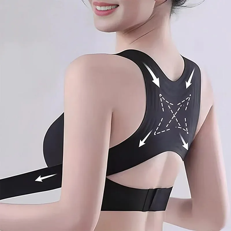Női elöl záródó keresztben, hátul vezeték nélküli, testtartást biztosító melltartók Varrat nélküli, teljes fedőtámla Push Up Bralettes testtartásjavító melltartók