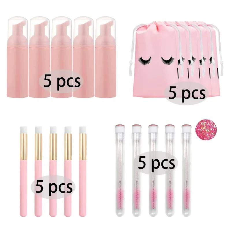 20/40Pcs 60ml Plastic Refillable Leakproof Empty Foam Pump Bottles Lash Shampoo Kit Travel Soap Dispenser Face Wash Makeup Tools