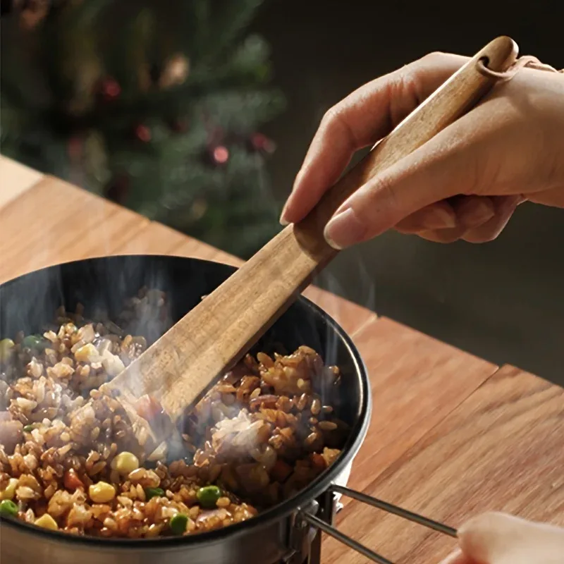 Spatula Kayu Jati Spatula Dapur Kecil untuk Memasak Pancake Telur Turner Spatula Memasak Luaran Alat Dapur — image 2