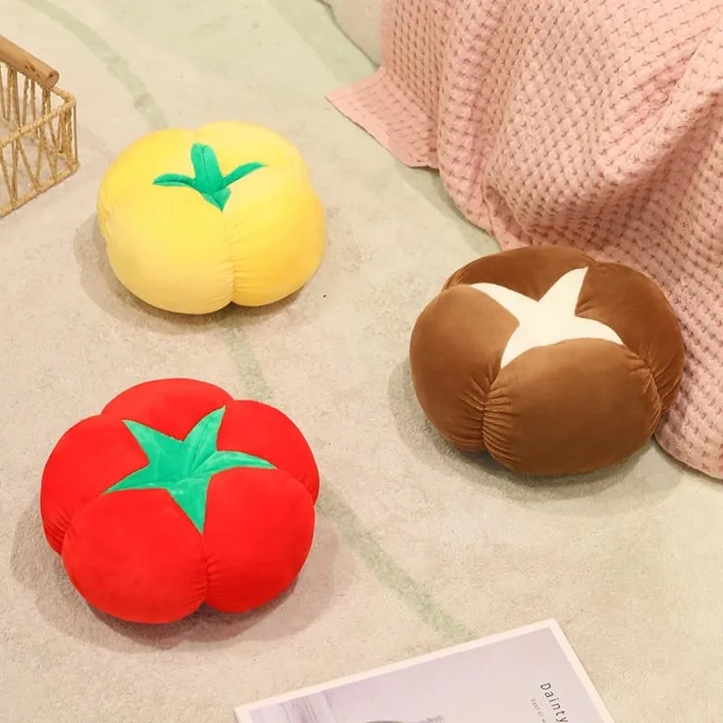 Kawaii simulace Veggie Ovocný plyšový polštář Tomel Houba Shiitake Rajče Měkký dekor Polštář do ložnice Dárek na pohovku