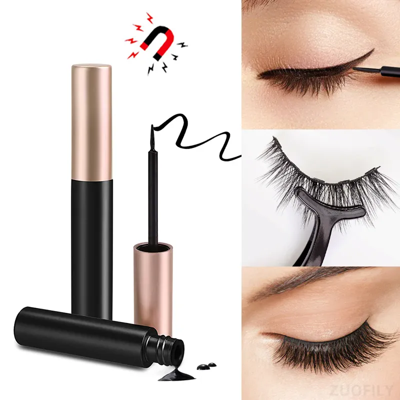 1/2 stk sort magnetisk eyeliner lim falsk øjenvippeforlængelse Magic selvklæbende flydende eyeliner Ingen blomstrende øjenmakeup Kosmetik