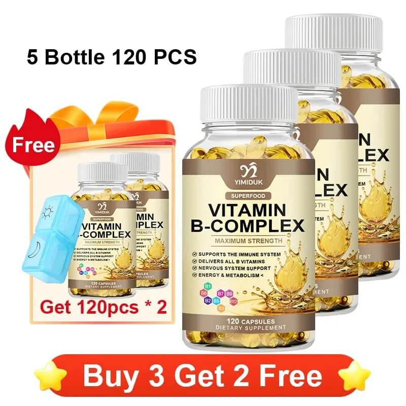 Kapsul Vitamin B-Kompleks dengan Vitamin B12 & Biotin Menyokong Tulang Saraf Metabolisme Kesihatan Otak & Jantung Tenaga Imun — image 13