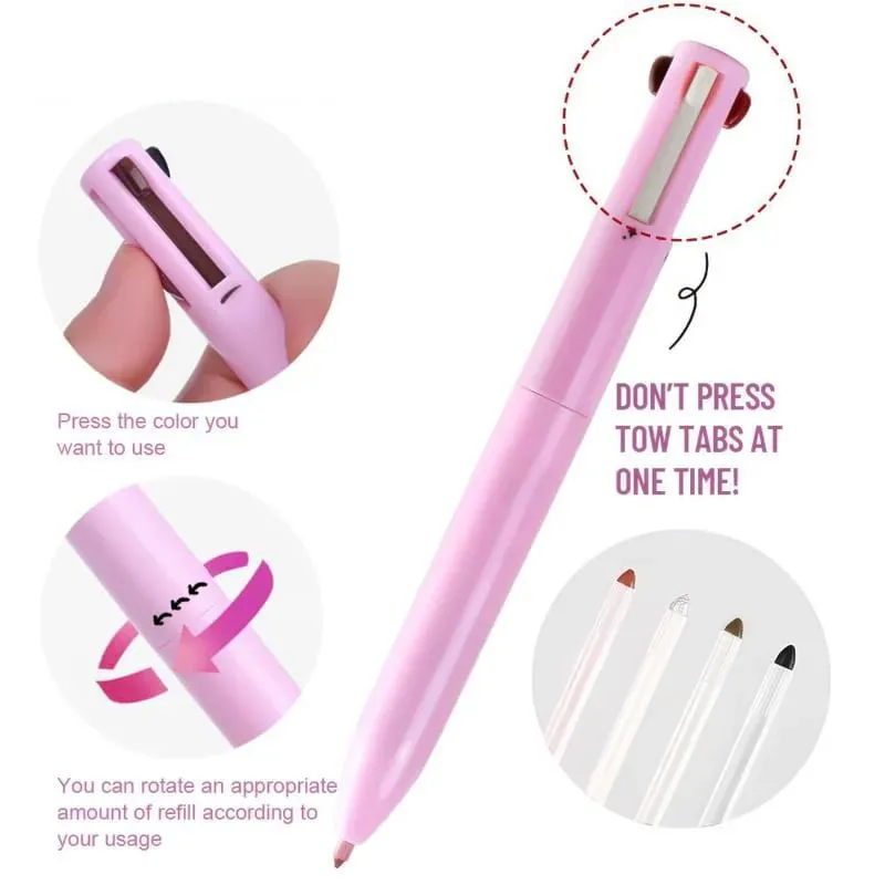 Pena Rias Multifungsi 4 In 1 Eyeliner Travel Kompak Penggaris Bibir Pensil Alis Pena Highlighter Set Rias Wajah — image 3
