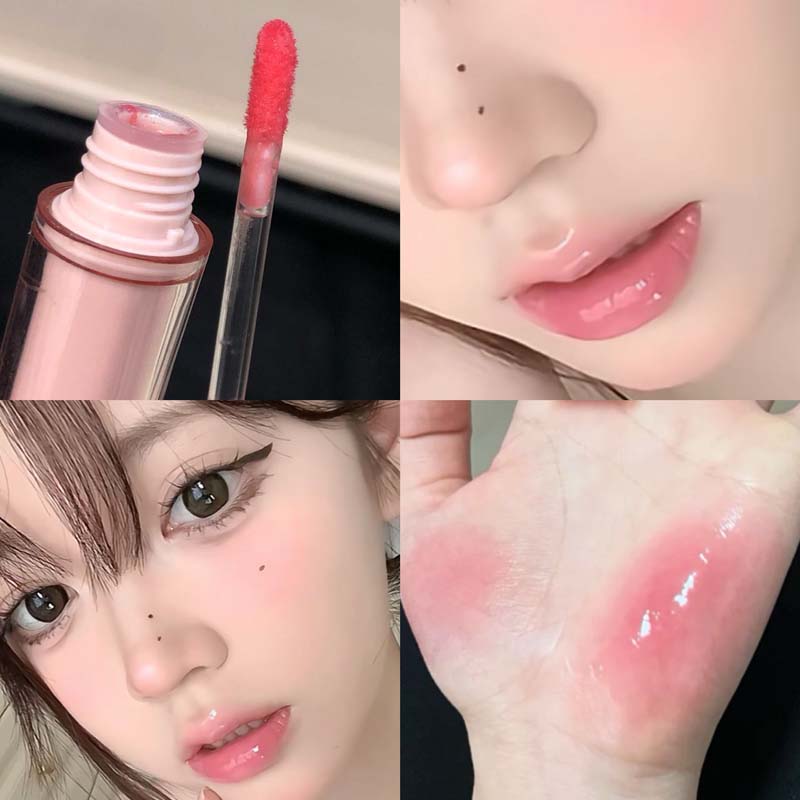 Pink Mirror Crystal Lip Gloss Makeup Water Glass Lip Glaze Plumping Waterproof Jelly Lip Tint Lipstick Moisturizing Beauty Lips — image 3
