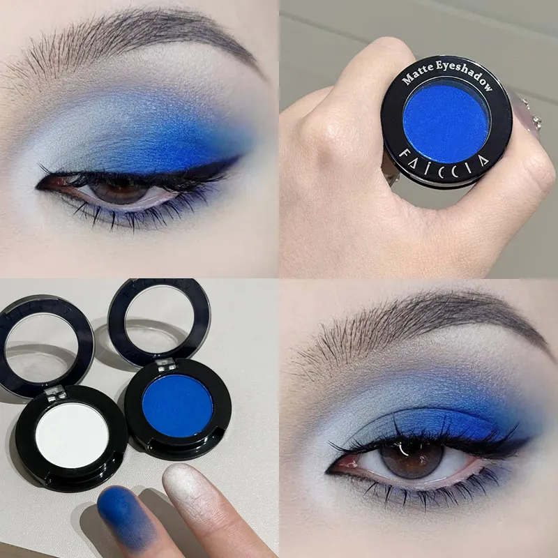 Single Klein Blue Smoked Blue Eye Shadow Palette Gothic Red Pigments Smoked Eye Makeup White Lying Silkworm Eyeshadow Eyeliner — image 4