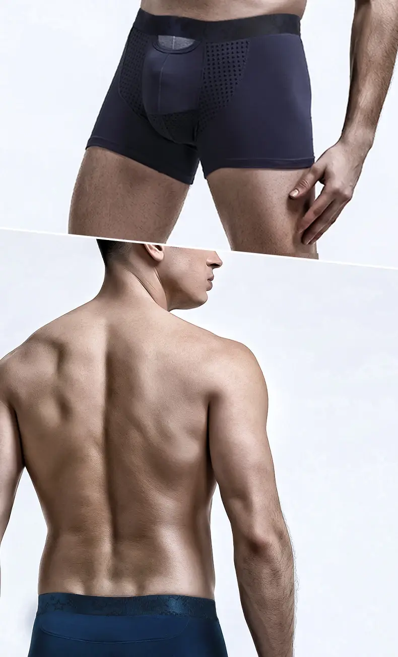 Jingsuogun Elastic Separation Underwear Men's Scrotum Support Vein Underwear Ice Silk Pouch Varicose Boxer British Sweatpants