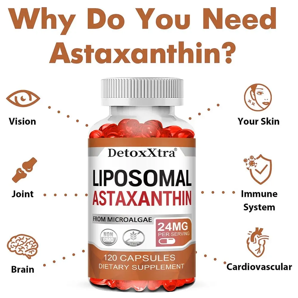 Liposomal Astaxanthin 24mg Antioksidan Premium Penyerapan Tinggi Menyokong Metabolisme Kulit Mata Kesihatan Sendi & Imun Bukan GMO — image 4