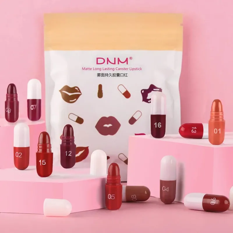 18 Pz/set Capsula Opaca Rossetto Set Fissaggio del Colore Della Durata di Impermeabile Antiaderente Tazza Bocca Trucco Nude Labbra Sexy Solido Lip Gloss
