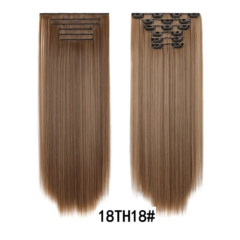 24Inch Clip in Hair Extensions Invisible Synthetic Extension 6PCS Long Straight Heat Resistant Clips on Hairpieces for Women — image 20