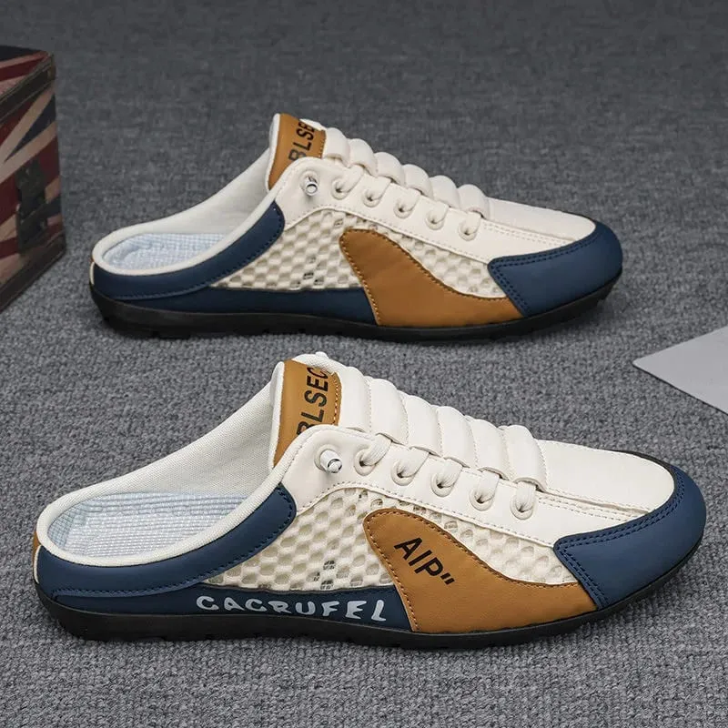 Wsuwane trampki bez pleców dla mężczyzn Oddychające buty na co dzień z siateczki