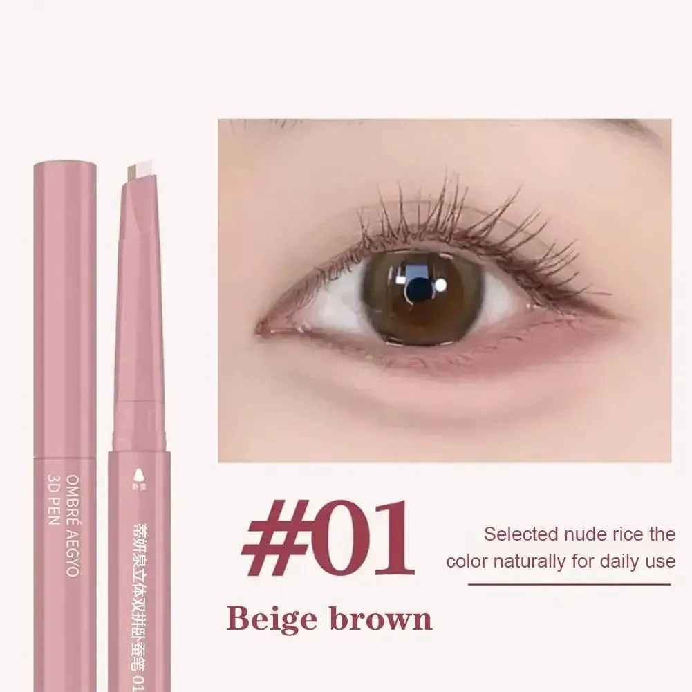 2 In 1 Double Ended Lying Silkworm Pen Two-tone Natural Under Eye Highlighter & Shadow Stick For Korean Makeup — image 4