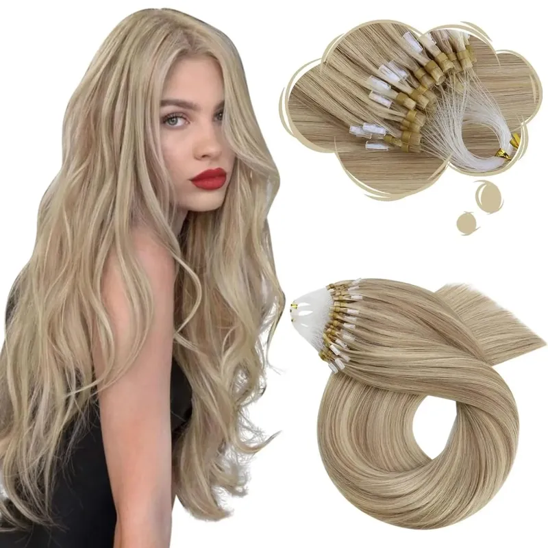 Moresoo Micro Link-Haarverlängerungen, Echthaar, Mikro-Loop-Haar, Kaltfusion, 50 g, unsichtbares brasilianisches vorgebundenes Remy-Mikroring-Haar — image 12