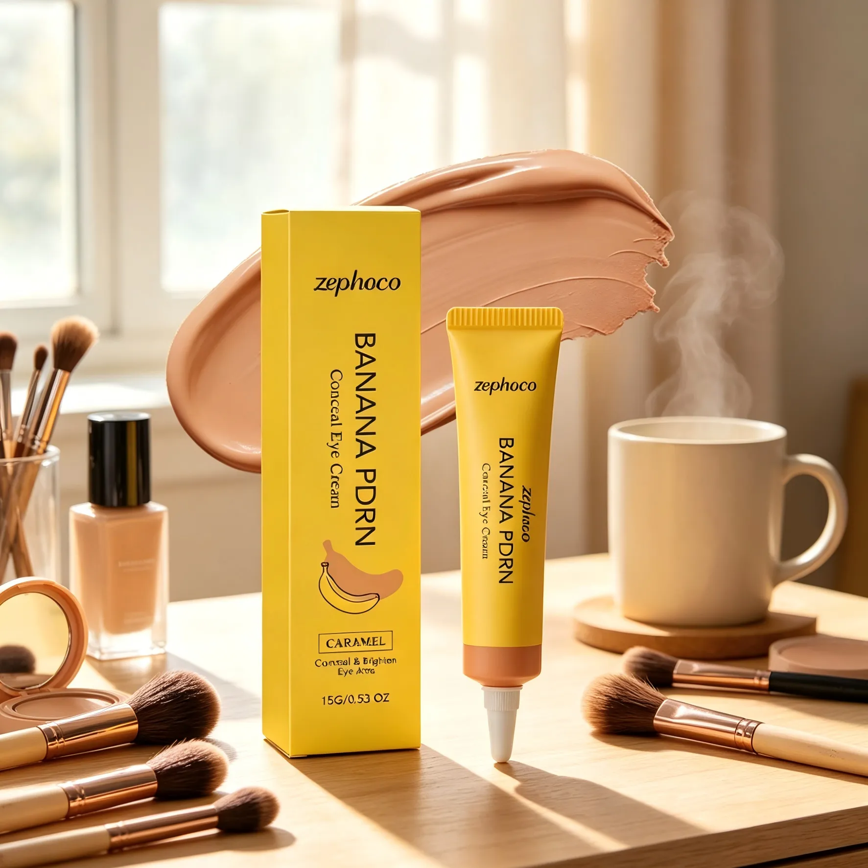 Zephoco Dark Circles Concealer Banana Pdrn deckt Hautunreinheiten ab, Augenaufheller, leichter, nicht klebender Concealer unter den Augen, Feuchtigkeitscreme — image 4