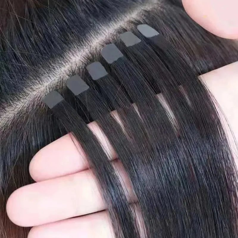Mini-Tape-in-Haarverlängerungen, Echthaar, 3 x 0,8 cm, winzige Schnittstelle, Tape-Ins, 360°-Bewegung, für mehr seitliches Haarvolumen, nur 10 Stück — image 3