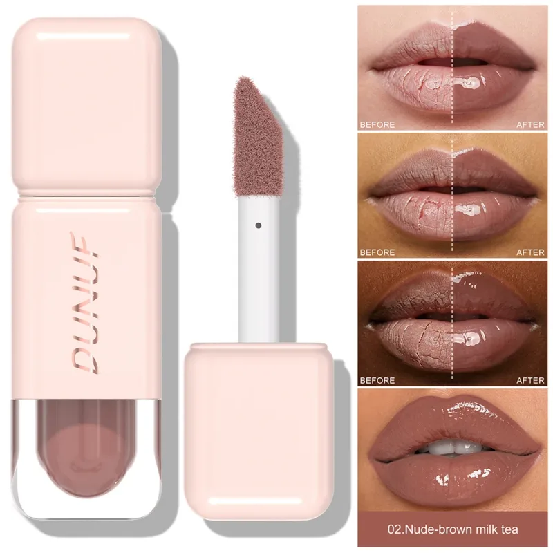 Glossy Lip Gloss Mirror Water Lip Tint Long Lasting Non-sticky Cup Liquid Lipstick Moisturizing Nude Red Brown Lip Makeup — image 13