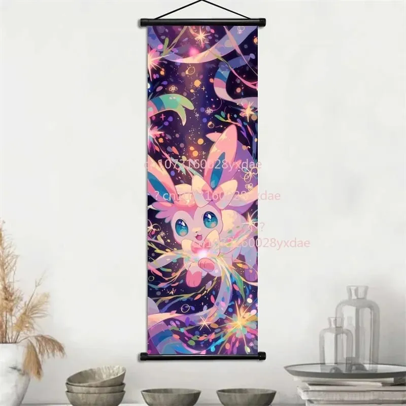 Anime-gedrucktes Pokemon-Poster, Cartoon-Wandkunstwerk, Gengar, Eichhörnchen, Bulbasaur, Pikachu, Hängerolle, Familienzimmer-Dekoration — image 18