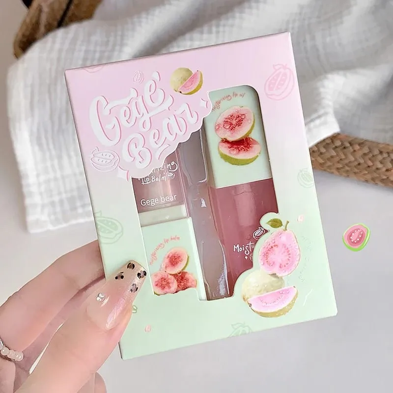 Coffret cadeau de cosmétiques « Gege Bear » (ensemble de cosmétiques de peinture transparente rouge à lèvres et brillant à lèvres hydratants fruités)