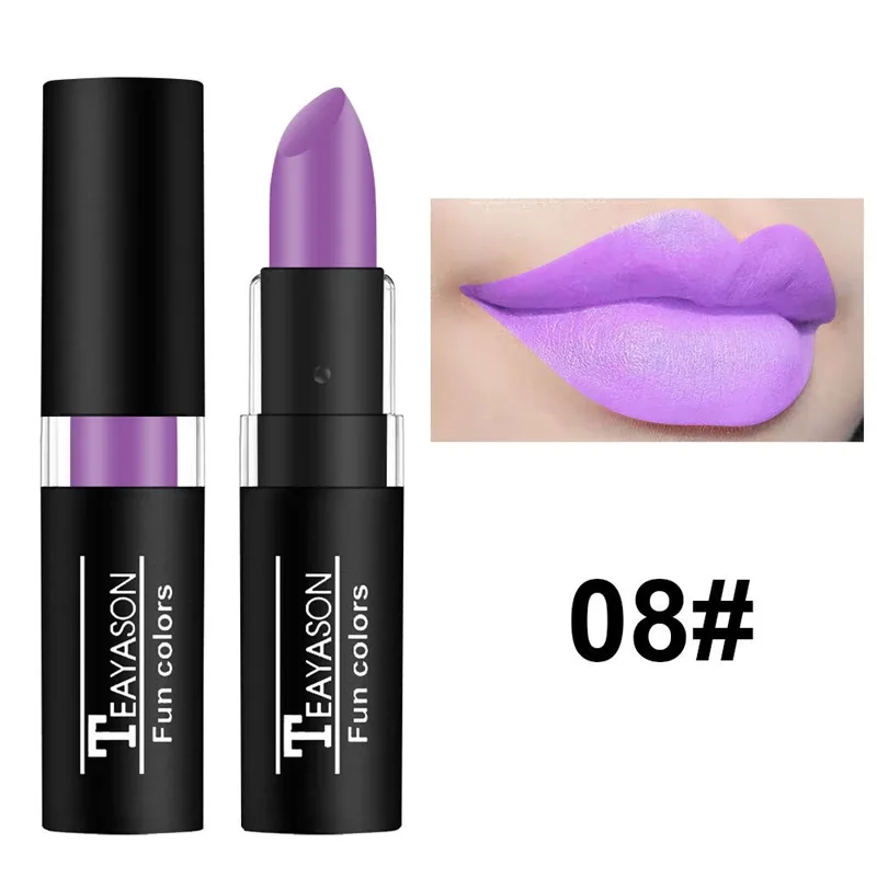 Matte Lipsticks 12 Colors Waterproof Long Lasting Lip Stain Non-stick Cup Sexy Red Black Lipstick Pigment Lip Cosmetics — image 14