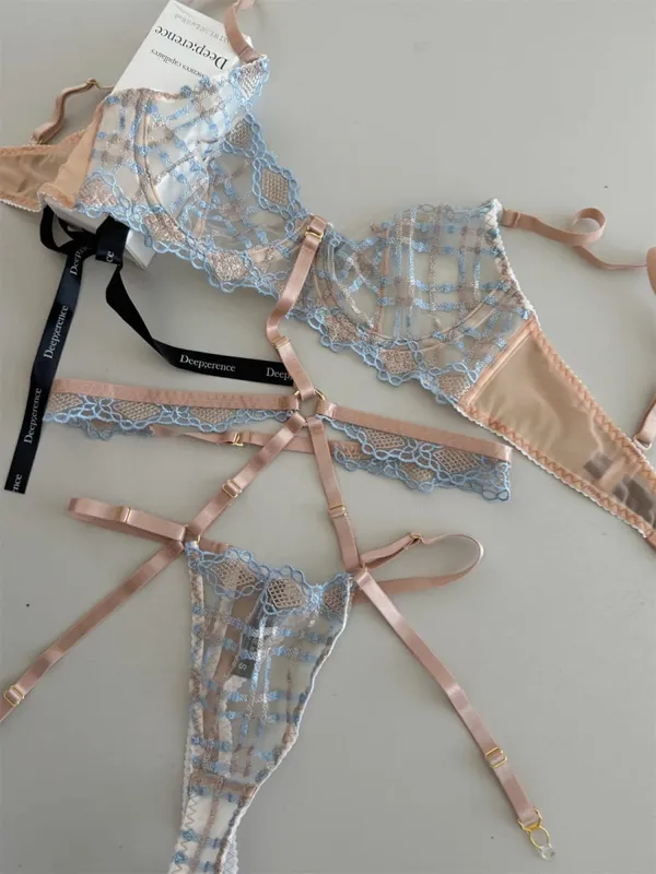 Charmante Spitze-Dessous-Seide, dünn, sexy, dünn, Stahlring, Top-Stütze, gerafftes BH-Set, Damen-Push-up-BHs, Tangas-Anzug
