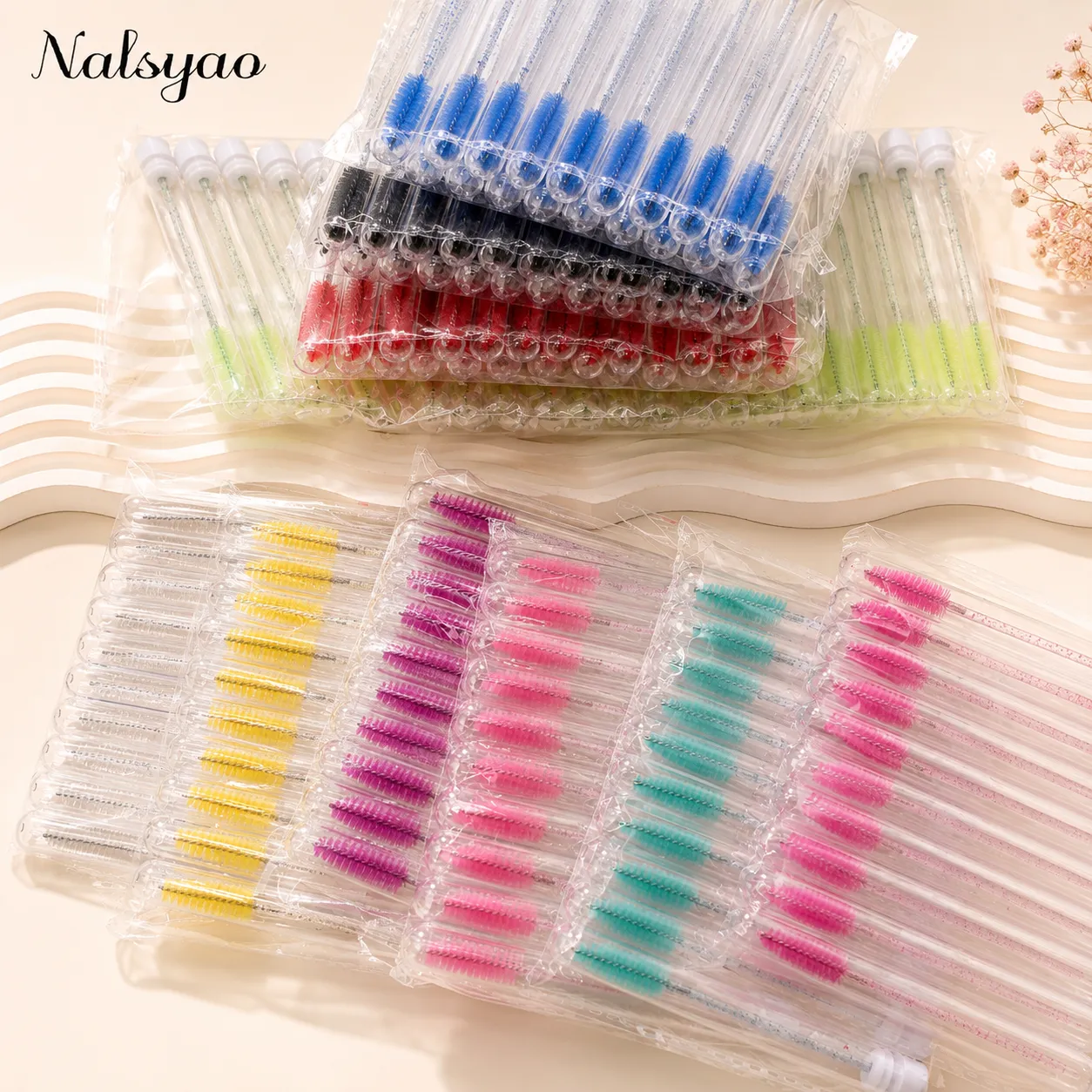일회용 마스카라 완드 눈썹 브러시 애플리케이터 속눈썹 브러쉬 50pcs 속눈썹 연장 용 재사용 가능한 속눈썹 브러시 튜브 — image 1
