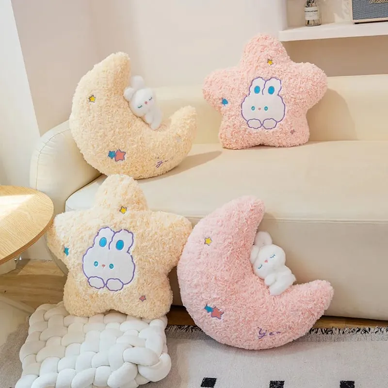 45cm Kawaii Kissen Kaninchen Cartoon Sterne Mond Kissen Kissen Kreative Glück Weiche Familie Plüsch Spielzeug Sofa Home Decor plüsch Kissen