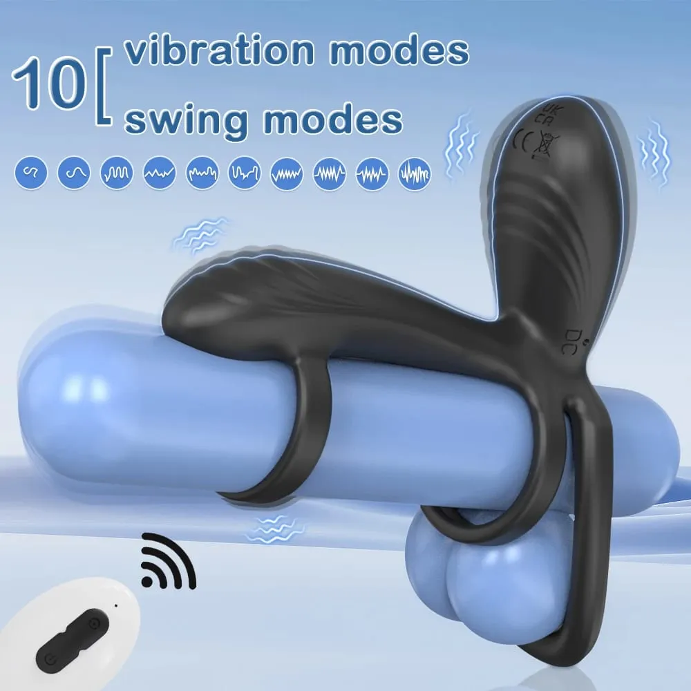 Remote Control Dual Penis Ring Vibrator para sa Mga Lalaki Delay Time Prostate Massager Cock Rings Twisting Vibrating Sex Toy para sa mga Lalaki