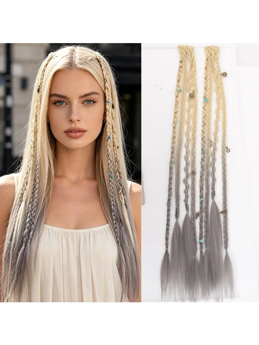 Ombre synthetische Boho-Stil kleine gedrehte geflochtene Haarverlängerungen für Frauen Perücke Zöpfe BB Clip-on Spicy Girl Brown Boxing Braids