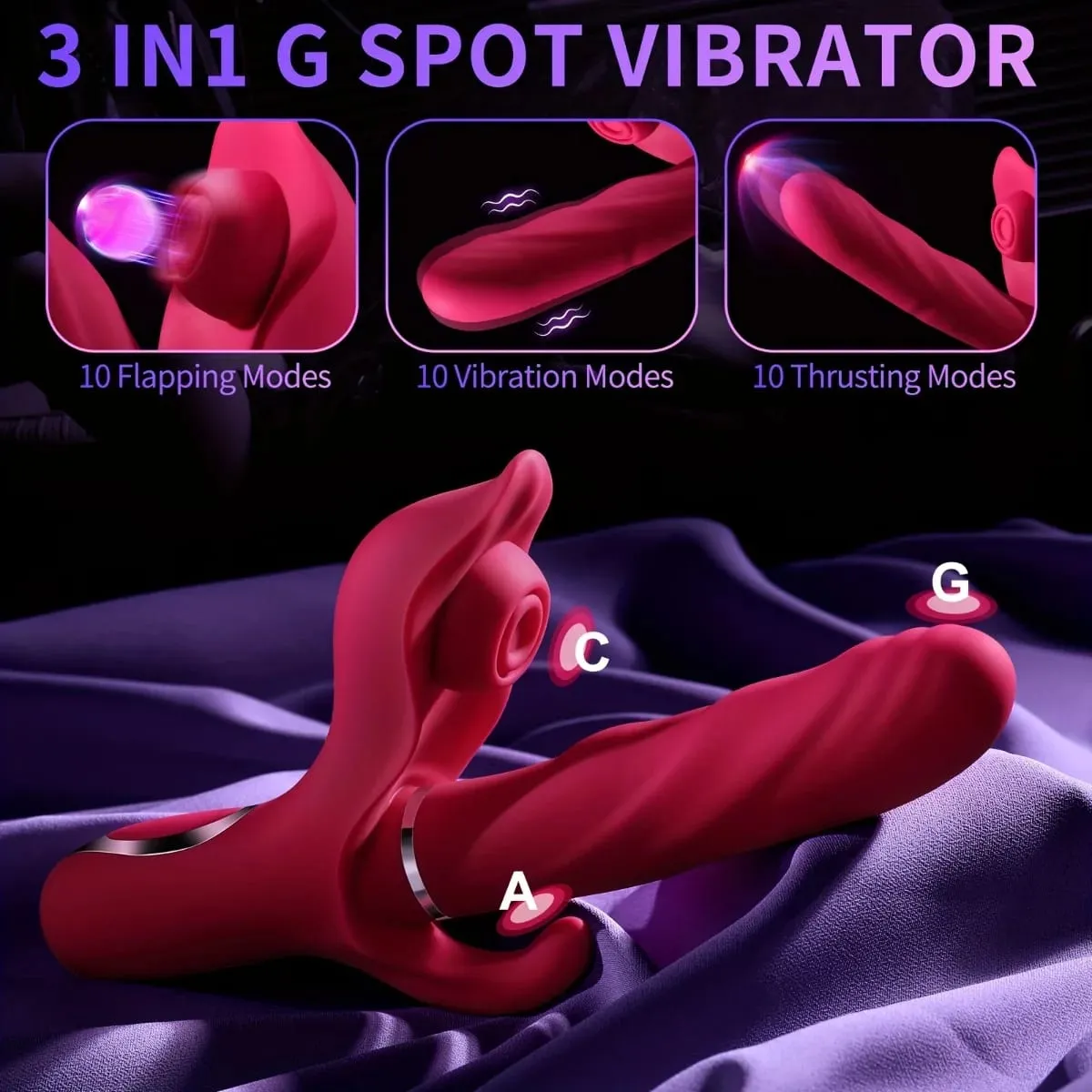 3 in 1 Stoßdildo-Vibrator G-Punkt-Kaninchen-Vibrator für Frauen Vagina Klitoris-Stimulator Sexspielzeug Erwachsene Produkte für Frauen — image 2