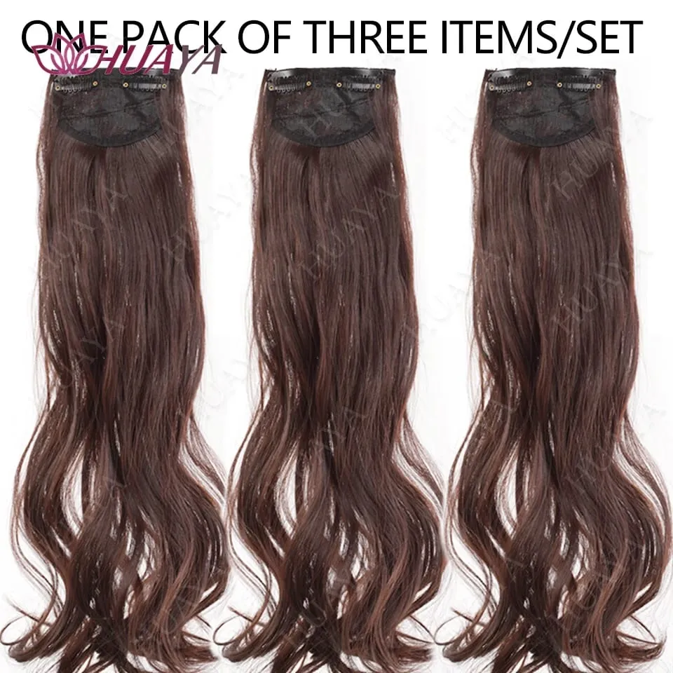 Clip In Hair Extensions 3 PCS Full Head 20/24 Inch Long Curly Wavy Synthetic Hair Pieces Natural Wavy For Women Girls Hair