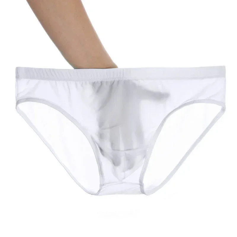 2PCS Ultra Thin Ice Silk กางเกง Plus ขนาด M-4XL สีทึบเยาวชนโปร่งแสงต่ำเอว Breathable เซ็กซี่ชายกางเกง — image 4
