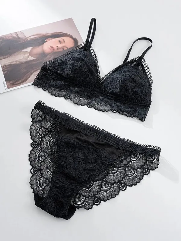 Birdtree Bra Sutra Asli Set Singkat Pakaian Dalam Cup Segitiga Wanita Set Elegan Renda Singkat Pinggang Rendah 2026 Musim Semi Baru A61815JF — image 8