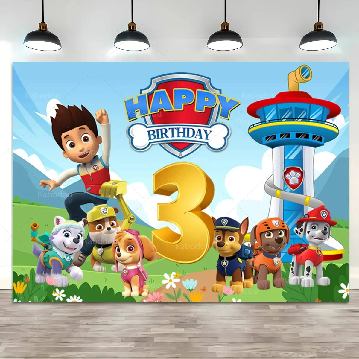 Benutzerdefinierte Kinder Name Alter Paw Patrol Hintergrund Junge 1. 2. 3. Geburtstag Party Hintergrund Dekor Welpen Banner Poster Foto Studio — image 4