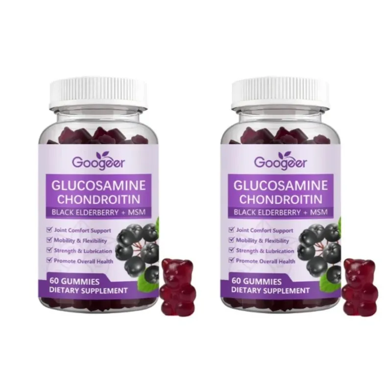 Googeer Joint Support Gummies 60 Count Glucosamine Hydrochloride Chondroitin Sulfate MSM with Hyaluronic Acid for Cartilage
