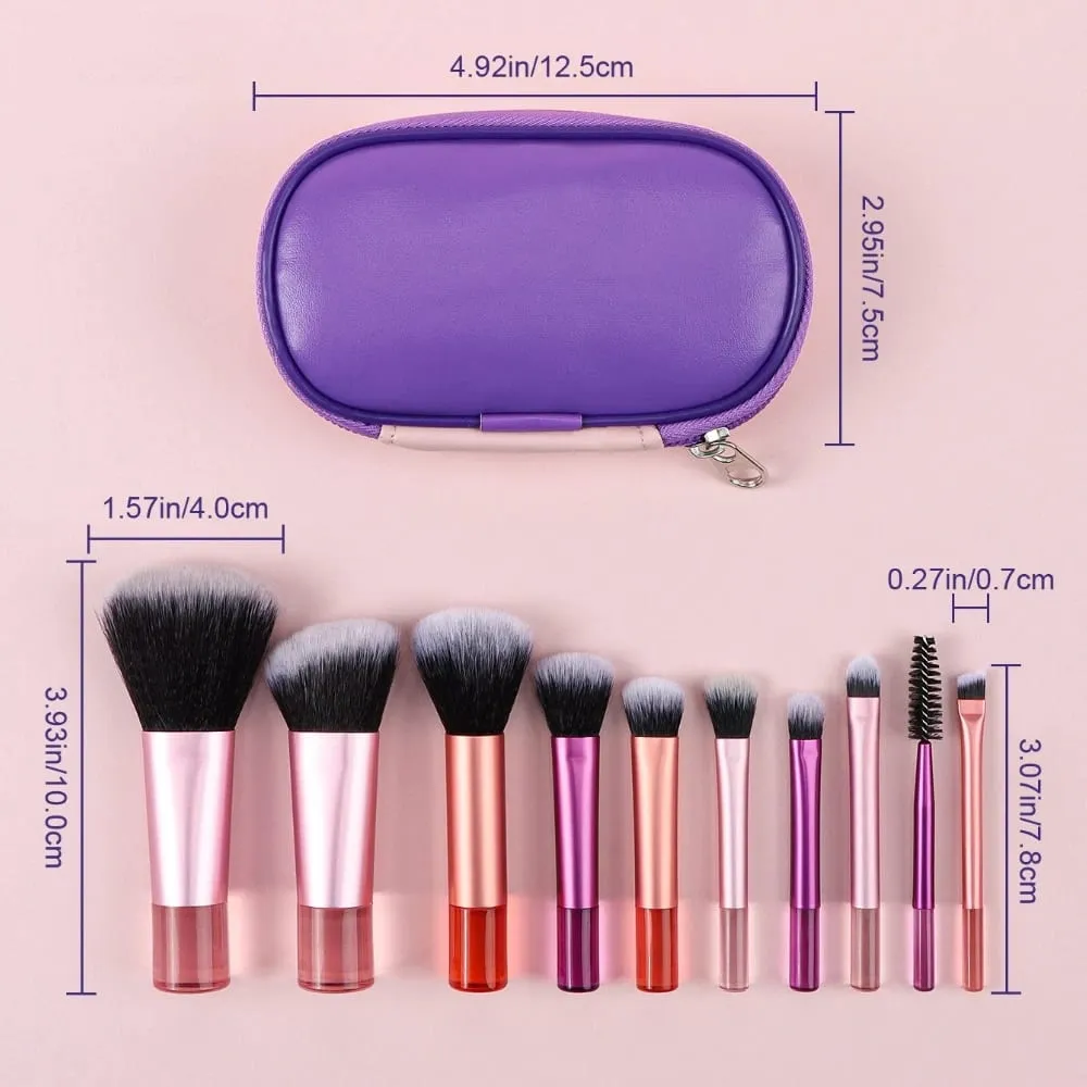 10 Uds juegos de brochas de maquillaje Mini de plástico con bolsa cepillo de maquillaje multifuncional herramienta de maquillaje portátil de viaje — image 4