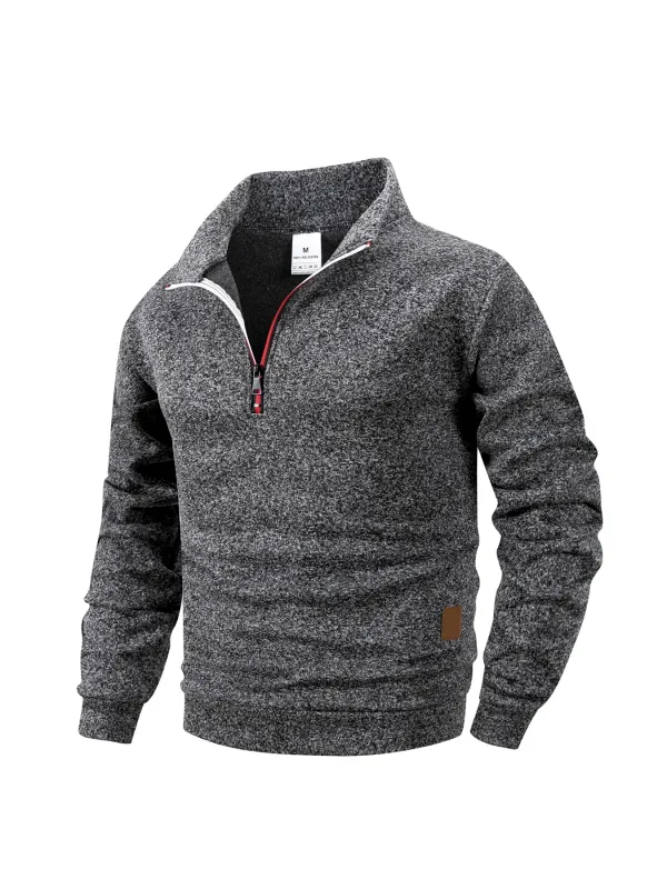 Set 2 Keping Lelaki 1/4 Zip Baju Leher Olok-olok, Pullover Bergaris Bulu dengan Cuff Berusuk Atasan Kasual Hangat untuk Pakaian Harian Musim Gugur Musim Gugur — image 23