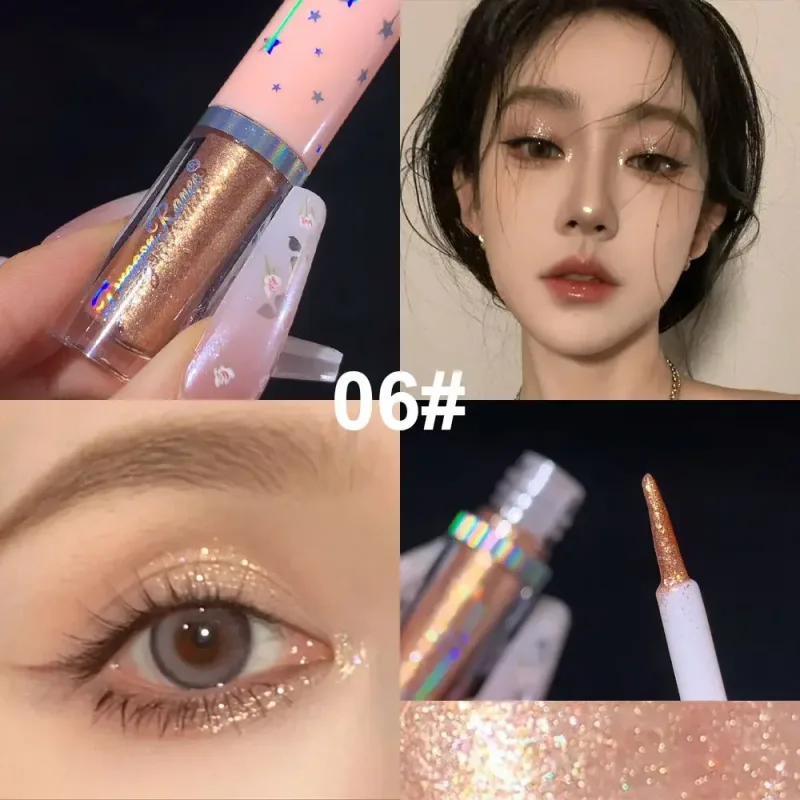 Paillettes blu Liquid Eyeshdaow Glitter Gel Penna per eyeliner metallizzata lucida Diamond Shimmer Strumento per il trucco di bellezza per occhi impermeabile