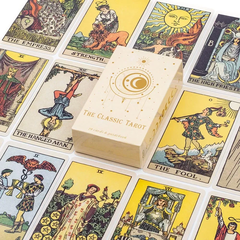 Permainan Papan Tarot Klasik Untuk Pemula 78Pcs Kad Oracle 10.4x6.1sm dengan Buku Panduan dan Ilustrasi Cantik — image 4